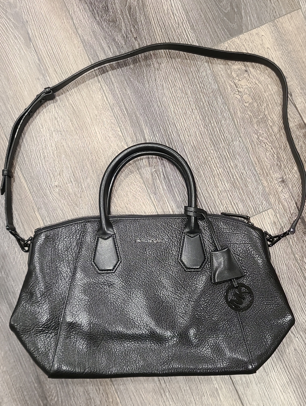 Michael Kors Black Pebbled Leather Satchel with Shoulder Strap